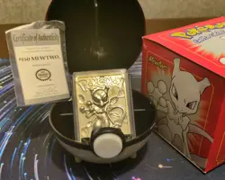 Pokemon MEWTWO 23k Gold Plated Trading Card 1999 Burger King Promo w/COA & Box - Image 1