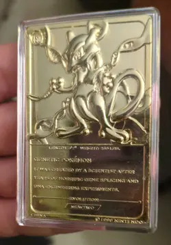 Pokemon MEWTWO 23k Gold Plated Trading Card 1999 Burger King Promo w/COA & Box - Image 4