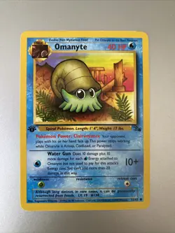 Omanyte 1st Edition 52/62 Fossil Set WOTC Pokemon Card - Image 1