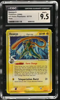 CGC 9.5 MINT+ Deoxys 2006 EX Holon Phantoms 6/110 Holo Pokemon Card - Image 1