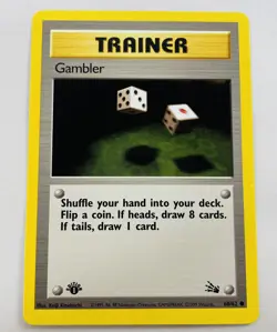Gambler 1st Edition - 60/62 - Common Trainer Card - Fossil Set 1999 WOTC Pokemon - Image 1