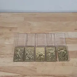 Set Of 5 23K Gold Plated Pokemon Card Vtg 1999 Burger King - Image 1