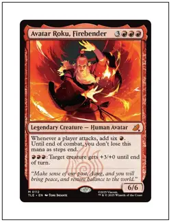 1x Avatar Roku, Firebender, Avatar Last Airbender Eternal Legal, Magic MTG NM - Image 1