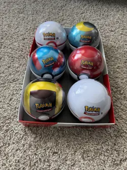 6 Sealed Pokemon Pokeball Trading Card Tins (3 packs per tin) - Image 1