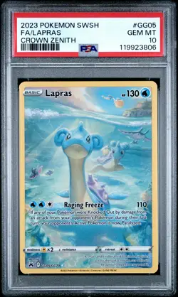 2023 POKEMON SWORD & SHIELD CROWN ZENITH #GG05 FULL ART/LAPRAS PSA 10 - Image 1