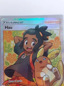 Pokemon Hau Full Art Trainer Card 144/145 SM Ultra Rare Holo 2017 in Sleeve - Image 2