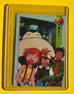 MISTY ASH SNORLAX BROCK Pokemon Pocket Monster Vintage Vending Prism Sticker NM - Image 1