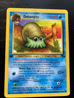 Pokemon 1st Edition Omanyte 52/62, Fossil Set. Excellent Condition. - Image 1