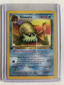 Pokemon TCG 1st Edition Fossil Set Omanyte 52/62 LP - Image 1