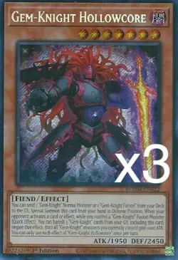 3X Yugioh Gem-Knight Hollowcore BLMM-EN022 1st Edition Secret Rare NM - Image 1