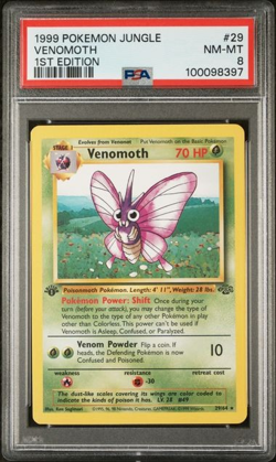 1999 POKEMON TCG JUNGLE VENOMOTH #29 1ST EDITION PSA 8 Graded Card - Image 1