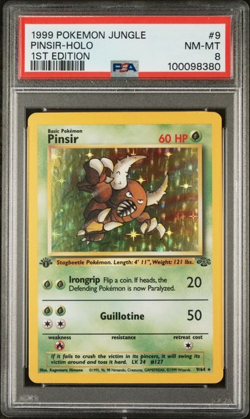 1999 POKEMON TCG JUNGLE PINSIR HOLO #9 1ST EDITION PSA 8 Graded Card - Image 1
