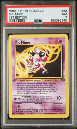 1999 POKEMON TCG JUNGLE MR MIME #22 1ST EDITION PSA 7 Graded Card - Image 1