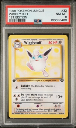 1999 POKEMON TCG JUNGLE WIGGLYTUFF #32 1ST EDITION PSA 8 Graded Card - Image 1