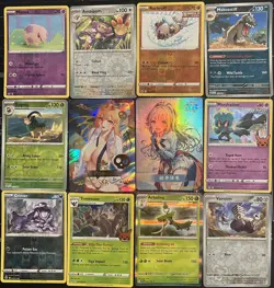 10 Holographic Pokemon Cards and 2 Sexy Anime Waifu Cards - Image 1