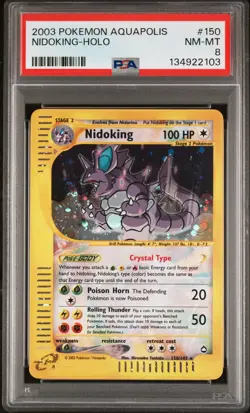 2003 Pokemon Aquapolis #150 Nidoking Crystal Holo PSA 8 NM-MT - Image 1