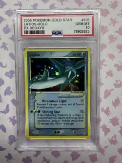 2005 Pokemon Latios Gold Star EX Deoxys Holo Rare #106 PSA 10 FanArt Custom Card - Image 1