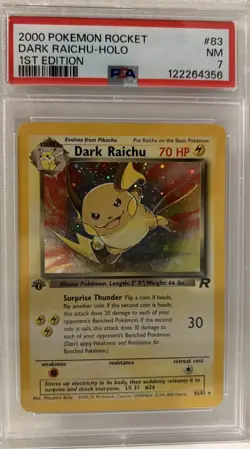 2000 Pokemon Rocket #83 Dark Raichu - Holo 1st Edition PSA 7 NEAR MINT - Image 1