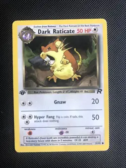 Dark Raticate 1st Edition 51/82 Team Rocket Pokemon Card - Good/Played - Image 1