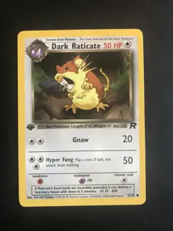 Pokemon Card Dark Raticate 51/82 Team Rocket 1st Edition Non Holo Played - Image 1