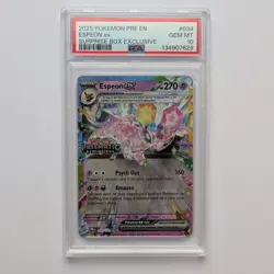 Pokemon TCG Prismatic Evolutions Espeon EX 034/131 Stamped Promo PSA 10 GEM MT - Image 1