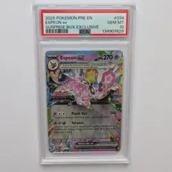 Pokemon TCG Prismatic Evolutions Espeon EX 034/131 Stamped Promo PSA 10 GEM MT - Image 2