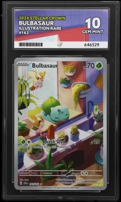 Pokemon TCG Card Bulbasaur 143/142 Stellar Crown Illustration Rare - ACE 10 - Image 1