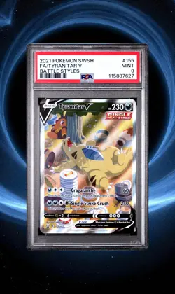Pokemon Battle Styles Tyranitar V #155 Full Art PSA 9 Graded Card Single Strike - Image 1