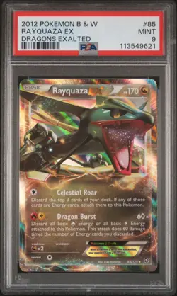 2012 POKEMON BLACK & WHITE DRAGONS EXALTED #85 RAYQUAZA EX PSA 9 Graded Card - Image 1