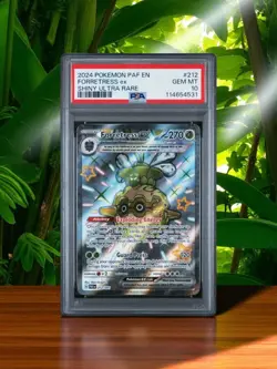 2024 Pokemon Paldean Fates #212 Forretress EX Shiny Ultra PSA 10 Graded Card - Image 1