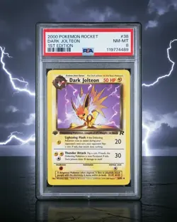 2000 Pokemon Rocket Dark Jolteon #38 1st Edition PSA 8 Graded Card - Image 1