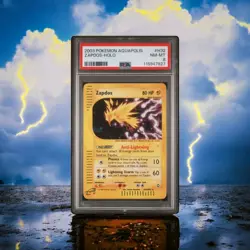 2003 Pokemon TCG Aquapolis #H32 Zapdos Holo PSA 8 Graded Card - Image 1