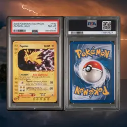 2003 Pokemon TCG Aquapolis #H32 Zapdos Holo PSA 8 Graded Card - Image 2