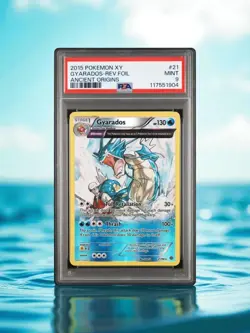 2015 Pokemon XY Ancient Origins Gyarados Reverse Foil Holo #21 PSA 9 Graded Card - Image 1