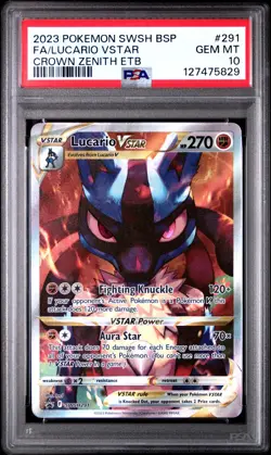 PSA 10 GEM MINT Lucario VSTAR SWSH291 Pokemon Crown Zenith ETB Promo - Image 1