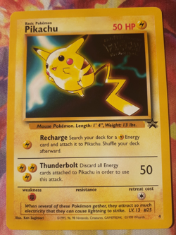 Pikachu Promo #4 Black Star WOTC Pokemon 1999 Kids WB The First Movie LP - Image 1