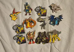 Pokemon Assorted Lot, Metal Coins, Plastic Coins, Pins ,dice ,Tin Ball - Image 1