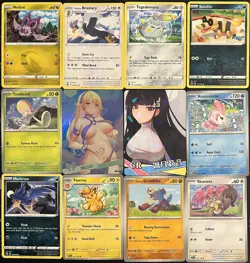 10 Pokemon Cards and 2 Sexy Anime Waifu Cards - Image 1