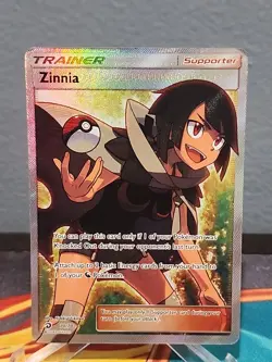 Zinnia 70/70 Full Art Trainer Pokemon Card Dragon Majesty Heavy Play - Image 1