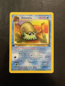 Omanyte - 1st Edition - NM - 52/62 - Fossil - 1999 Vintage TCG Pokemon Card - Image 1