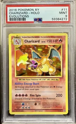 Pokemon Charizard 11/108 XY Evolutions Holo Rare Card PSA 9 MINT - Image 1