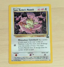 Team Rocket's Meowth 18/53 Black Star Promo Pokemon TCG NM Vintage 2000 - Image 1