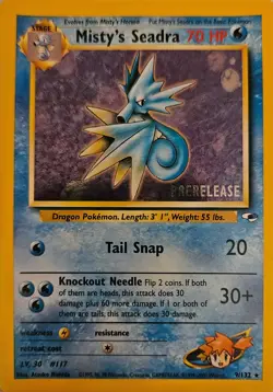 Pokemon TCG Misty's Seadra PRERELEASE HOLO Promo Pokemon Promos 9/132 Holo Promo - Image 1