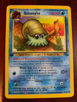 Pokemon TCG Omanyte Fossil 52 Regular 1st Edition Common - Image 1