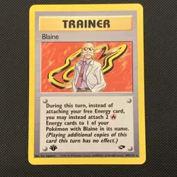 1st Edition Blaine (NM-) 100/132 Non-Holo Rare Trainer Gym Challenge Pokemon TCG - Image 1
