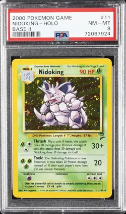 2000 POKEMON GAME BASE II #11 NIDOKING-HOLO PSA 8 - Image 1