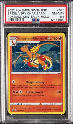 2022 POKEMON SWSH BLACK STAR PROMO #075 SPECIAL DELIVERY CHARIZARD-HOLO PSA 8.5 - Image 1