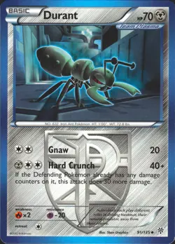 Durant (Team Plasma) 91/135 Uncommon Plasma Storm Lightly Played Pokemon Card - Image 1