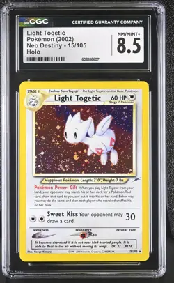 CGC 8.5 Light Togetic 2002 Neo Destiny 15/105 Holo SWIRL Pokemon Card - Image 1