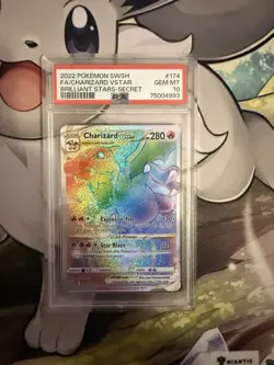 PSA 10 Charizard Vstar 174 Pokemon Sword Shield Brilliant Stars Rainbow Secret - Image 1